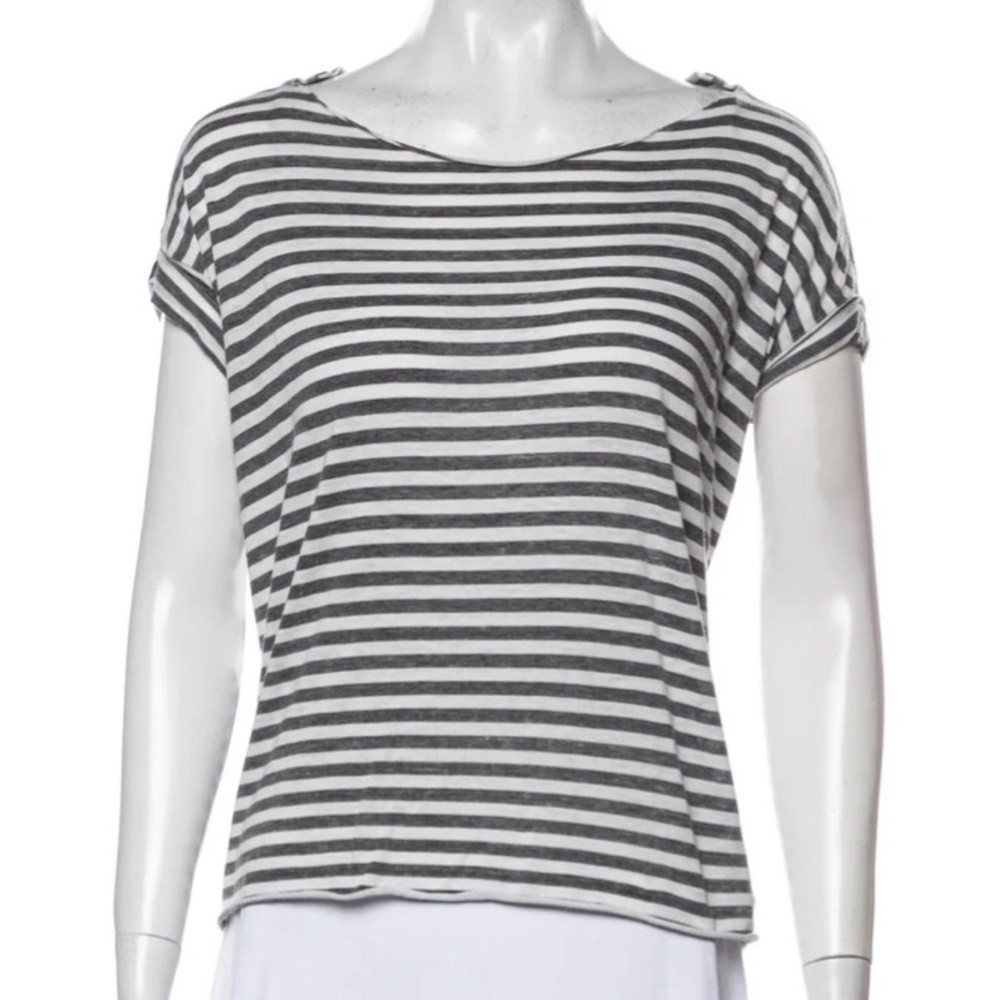 AllSaints Striped Boxy Distressed Tee